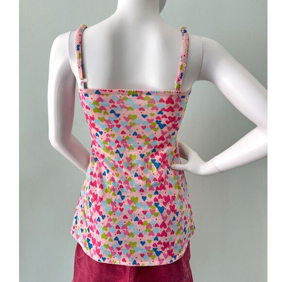 Y2k Pink Rainbow Hearts Tank Top Cutecore Kawaii Style size XS JR - Picture 2 of 3